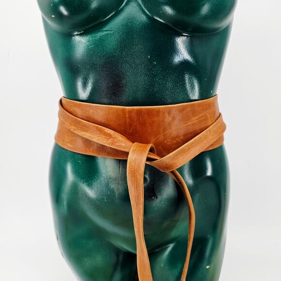 ADA Midi Leather Wrap Belt Tan Brown One Size Boho Chic Bohemian Earthy Lange - Picture 4 of 14